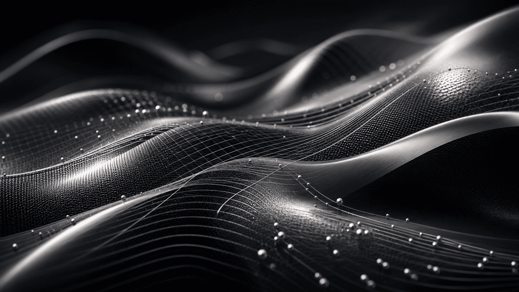 Abstract graphite wave lattice representing quantum uncertainty and adoption complexity