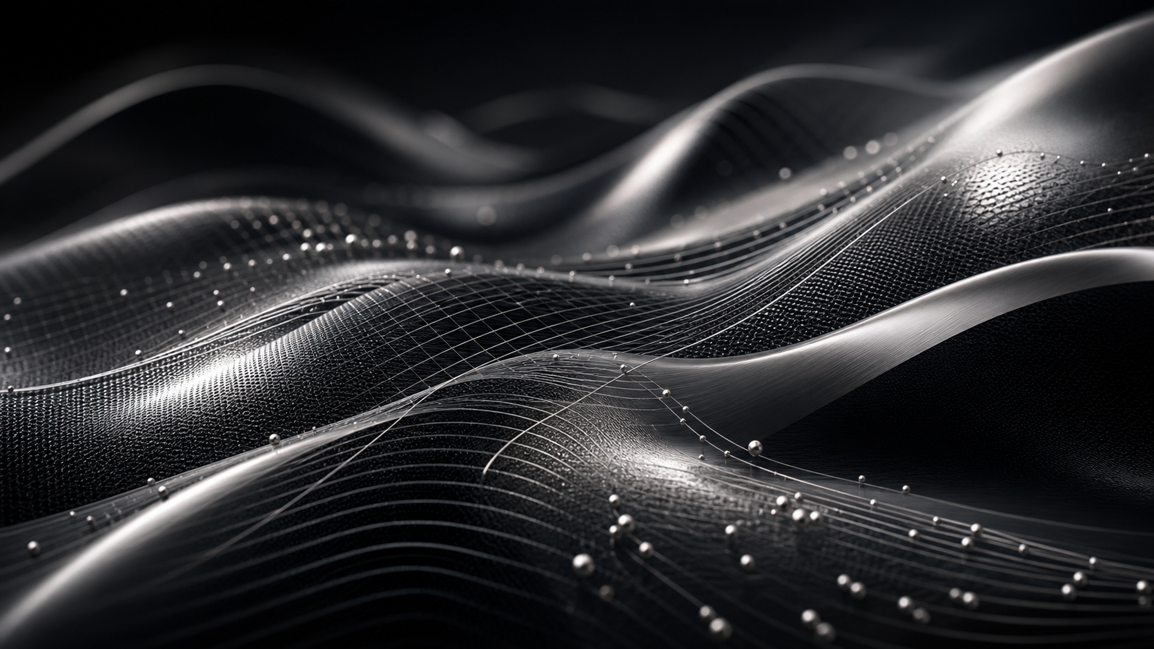 Abstract graphite wave lattice representing quantum uncertainty and adoption complexity